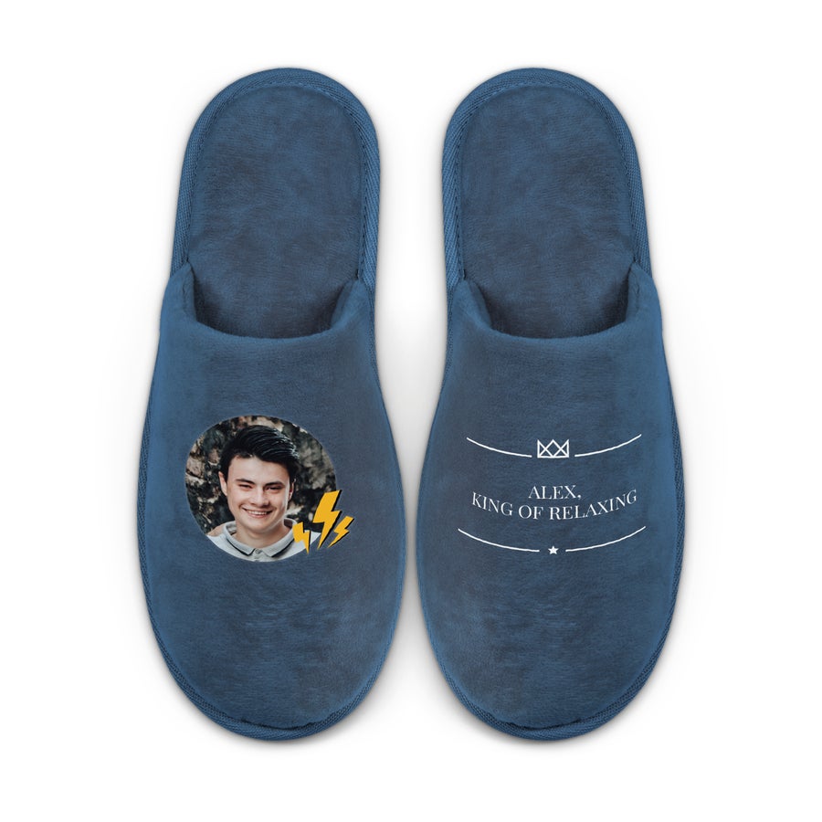 Personalised slippers Blue Size 39 42