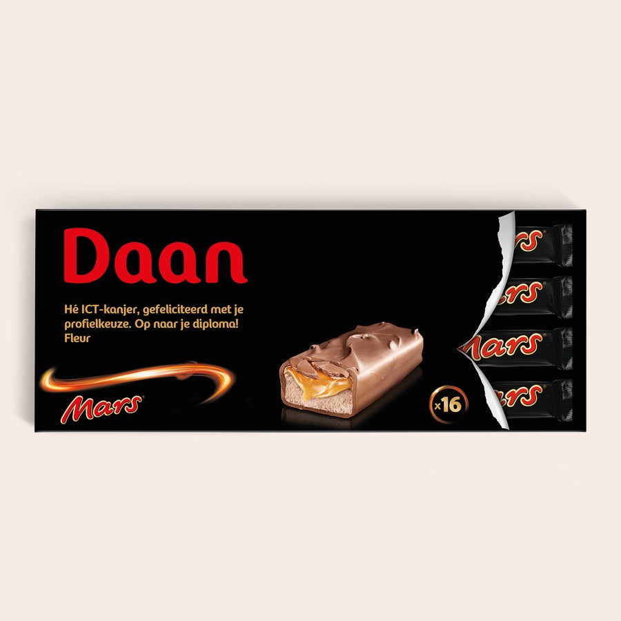Mega Mars reep met naam en foto bedrukken Mega Mars reep met naam en foto bedrukken