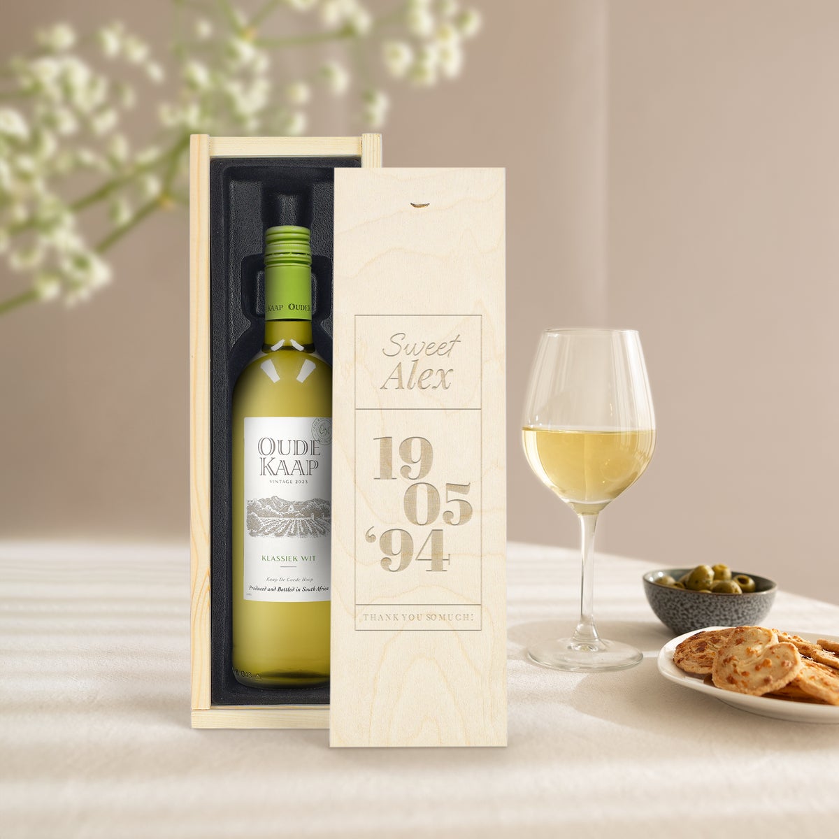 Oude Kaap White w grawerowanej skrzynce