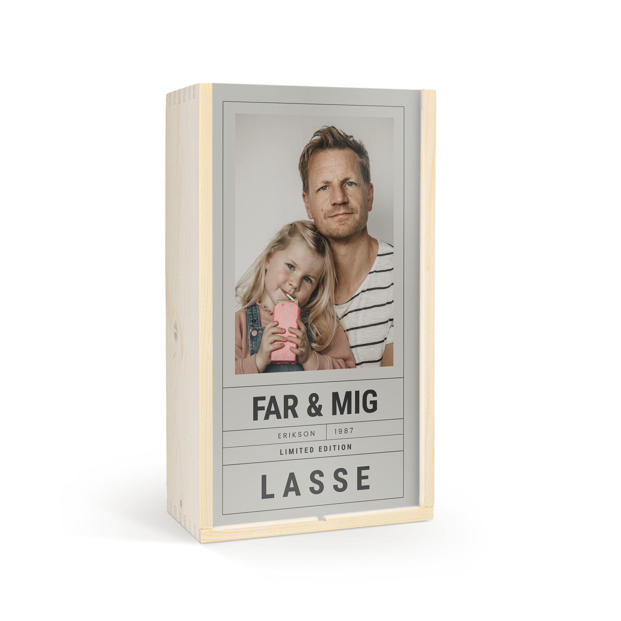 Personlig Westmalle Double og Tripel ølgavesæt i trækasse, trykt med et foto, navn, og tekst