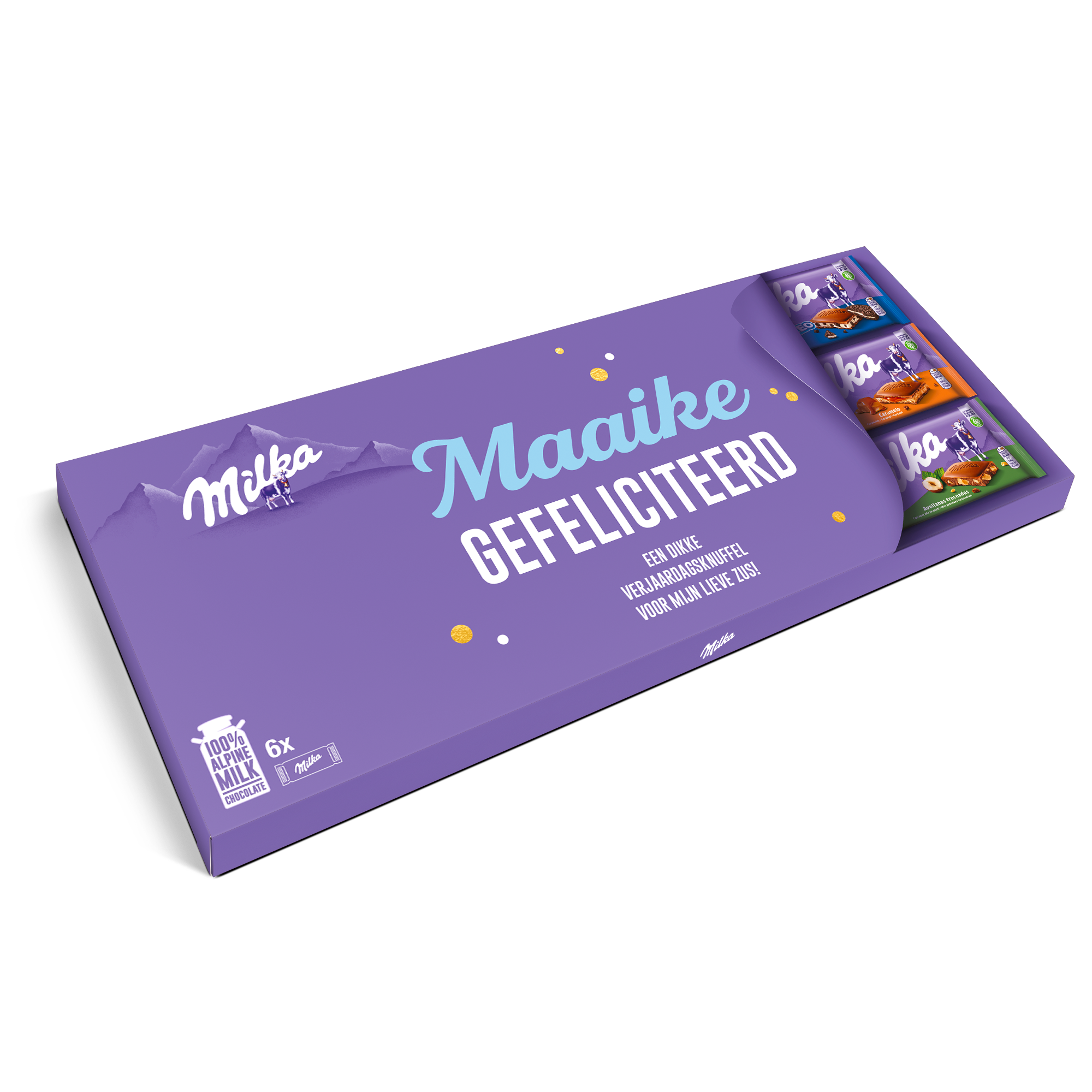 Mega Milka reep met naam en foto bedrukken