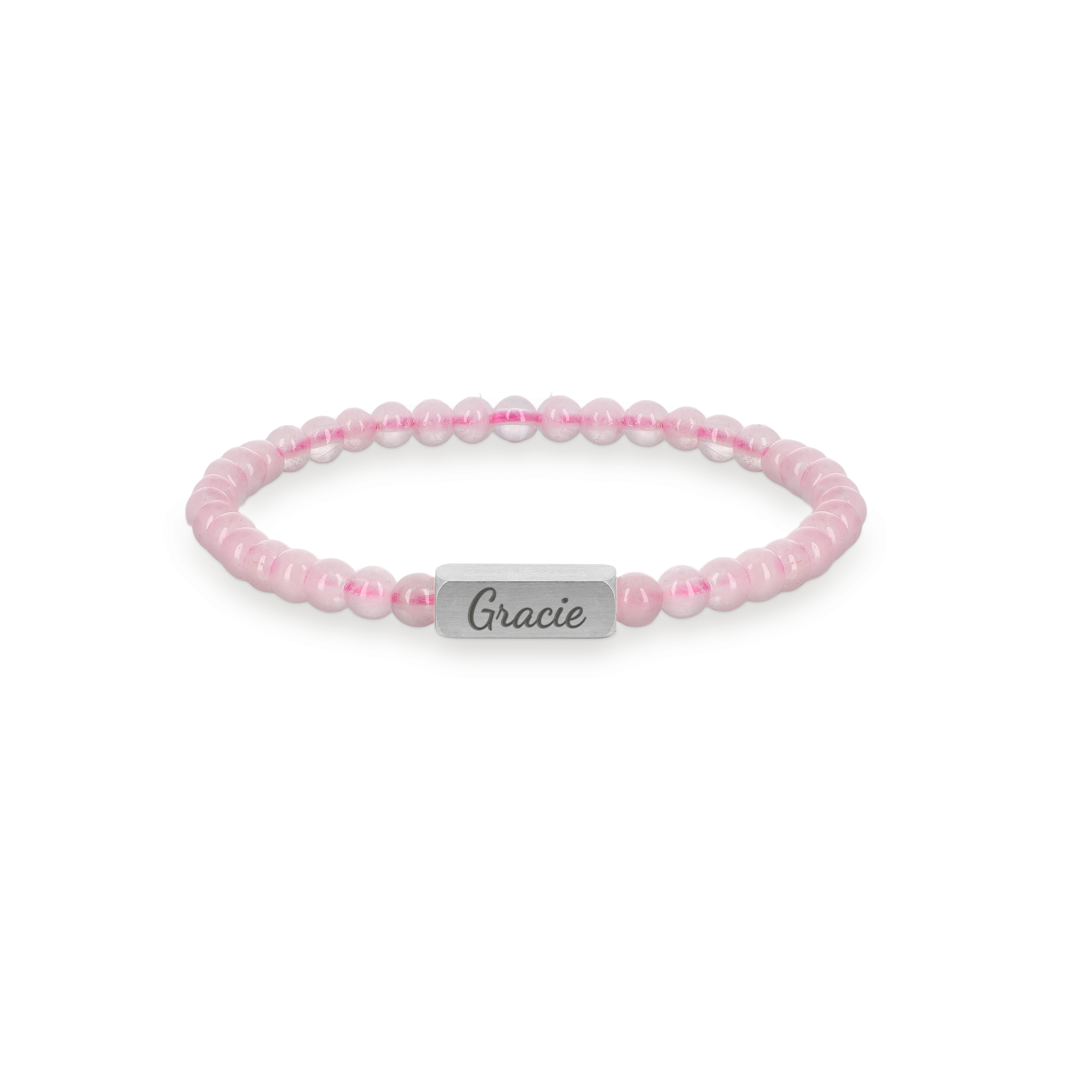 Pulsera de cuarzo rosa - grabada