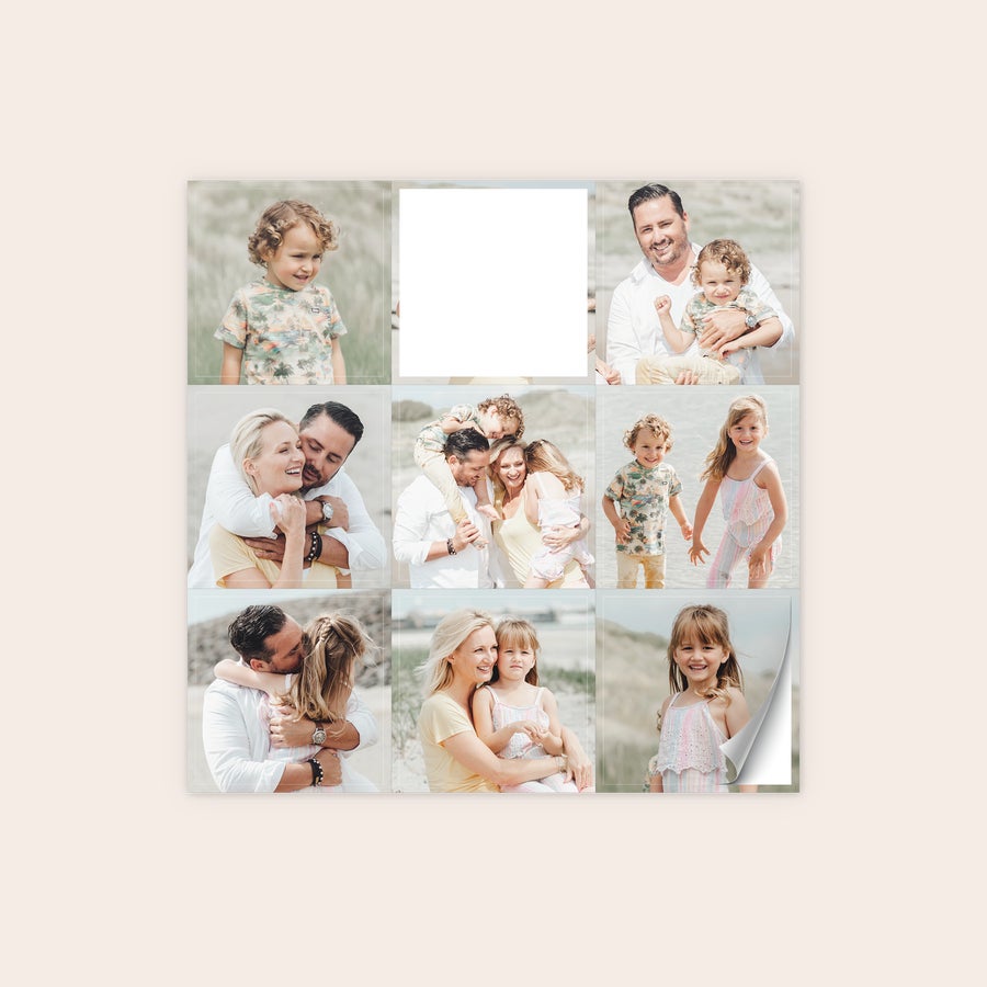 Photo stickers A sheet of personalised stickers with multiple family photos printed on each sticker