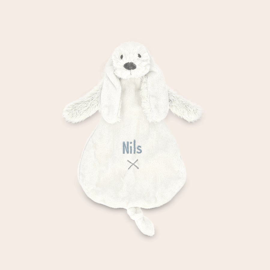 Doudou personnalisé pour bébé - Happy Horse Doudou pour bébé lapin blanc tout doux personnalisé avec le prénom Nils brodé