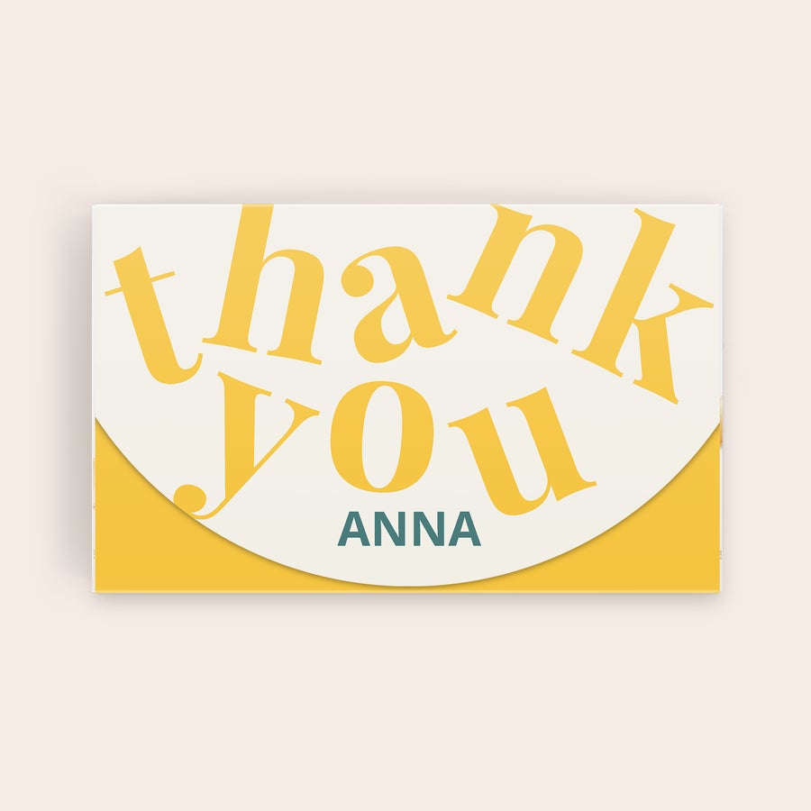 Lindt Praliner Du Confiseur Personlig chokoladeæske med klassiske praliner, trykt med teksten thank you og navn Anna