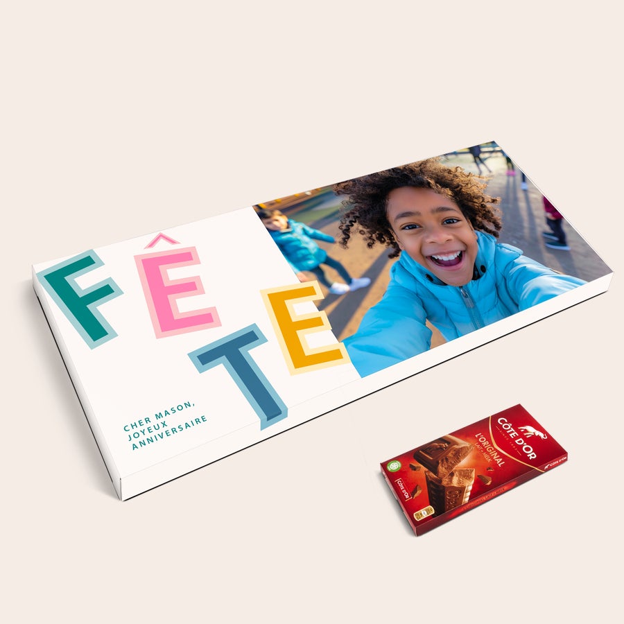 Méga tablette de chocolat Côte d'Or personnalisée Tablette de chocolat Côte d'Or XXL personnalisée avec photo et texte Joyeux Anniversaire