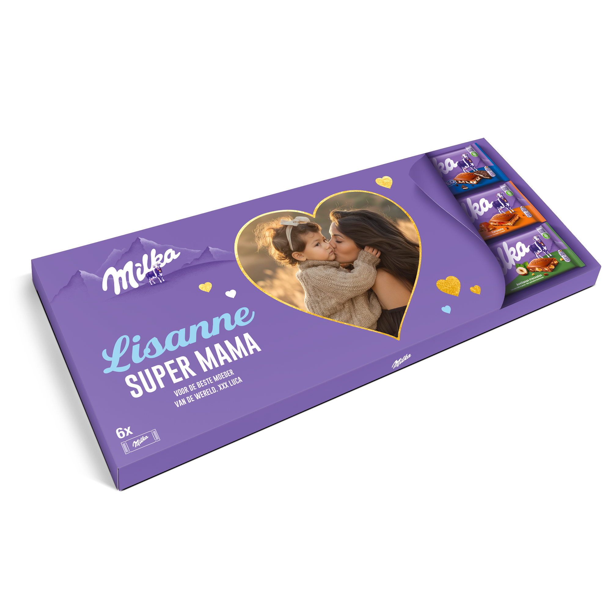 Mega Milka reep met naam en foto bedrukken