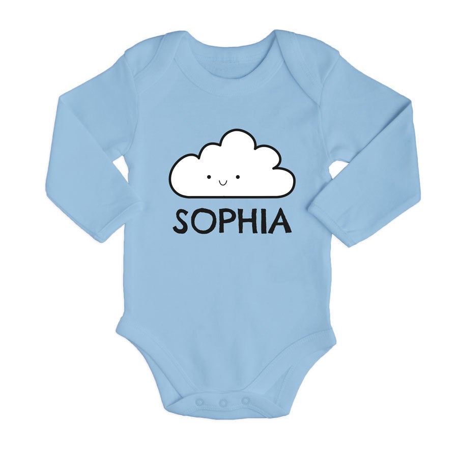 Personalised baby romper - Long sleeves - Blue - 62/68