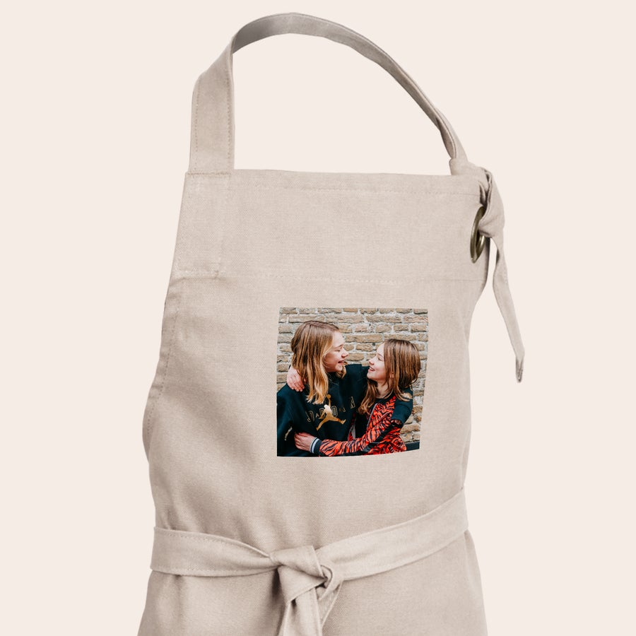 Grembiule per bambini Grembiule da cucina beige per bambini con foto stampata di due bambine sorridenti ideale anche per il più piccolo chef