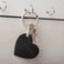 Personalised leather keyring - Heart (Black)