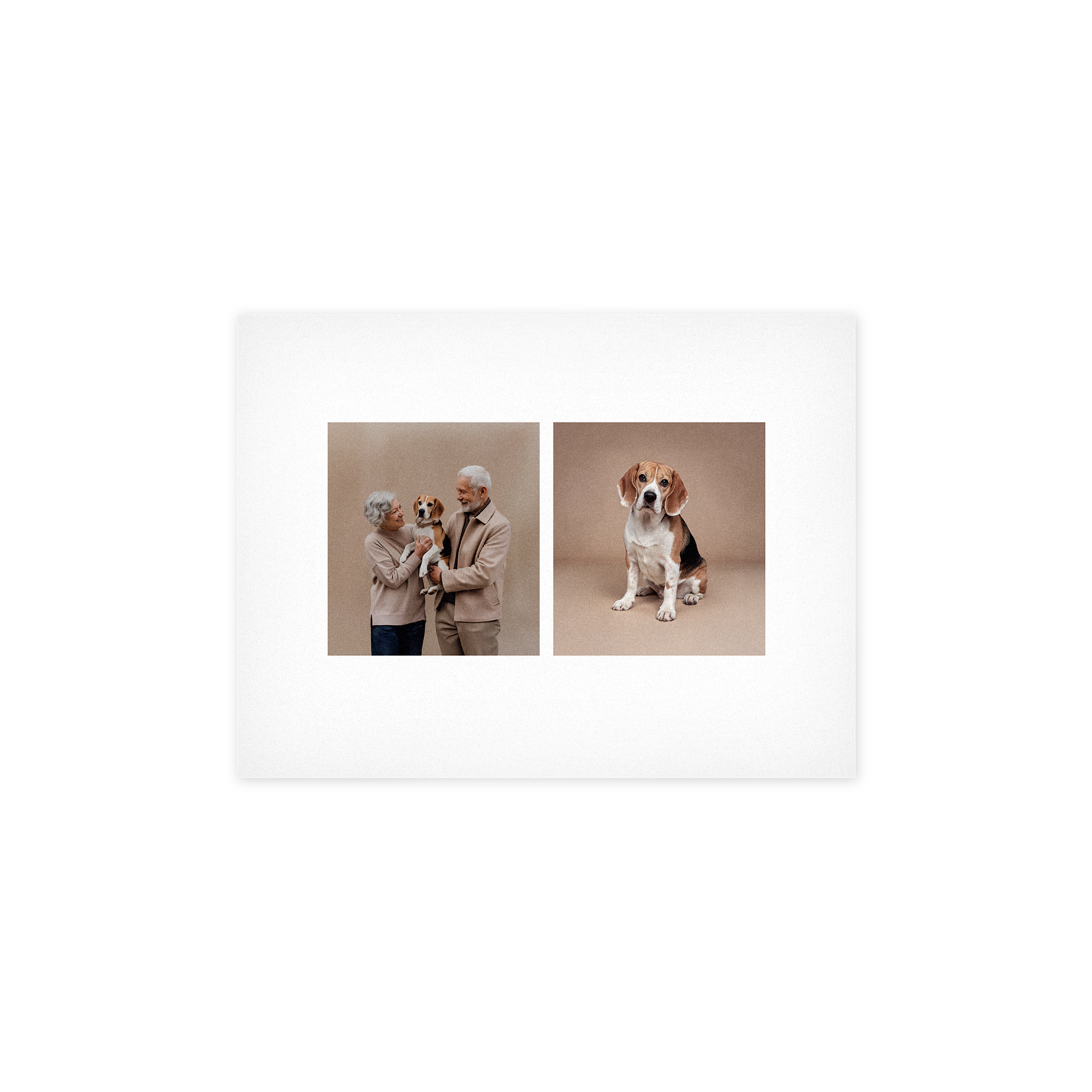 Panneau photo PVC personnalisé avec deux photos de beagle pour une déco à votre image