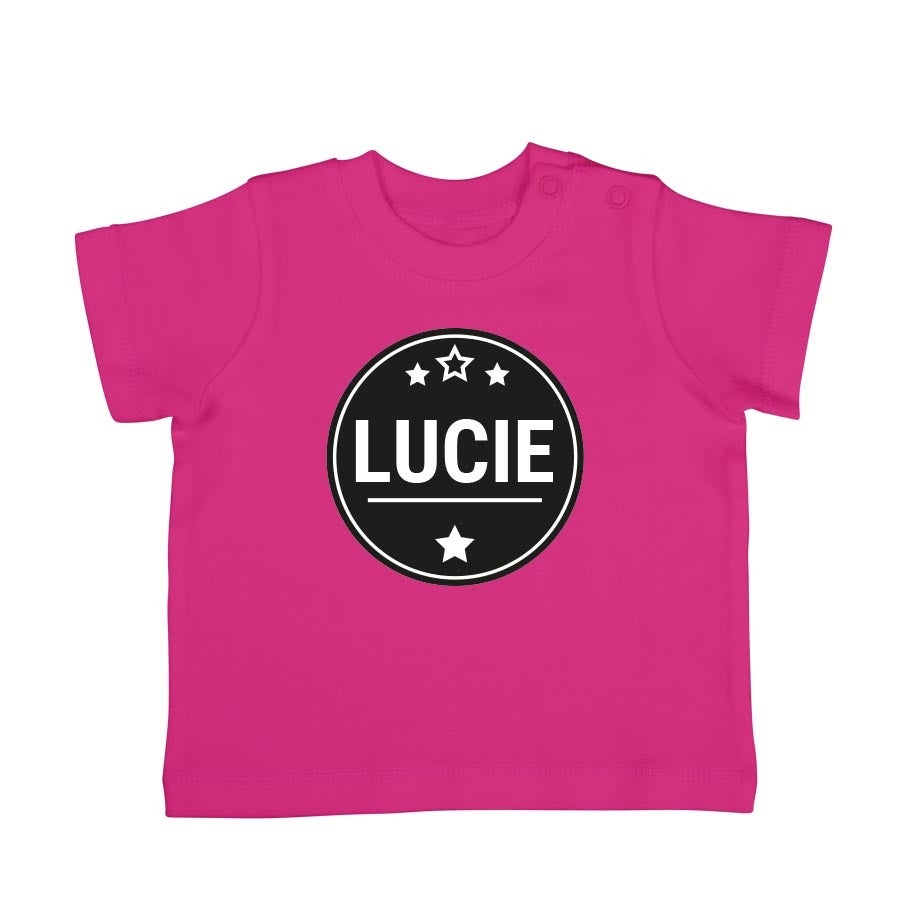 T-shirt bébé personnalisé - Manches courtes - Fuchsia - 62/68