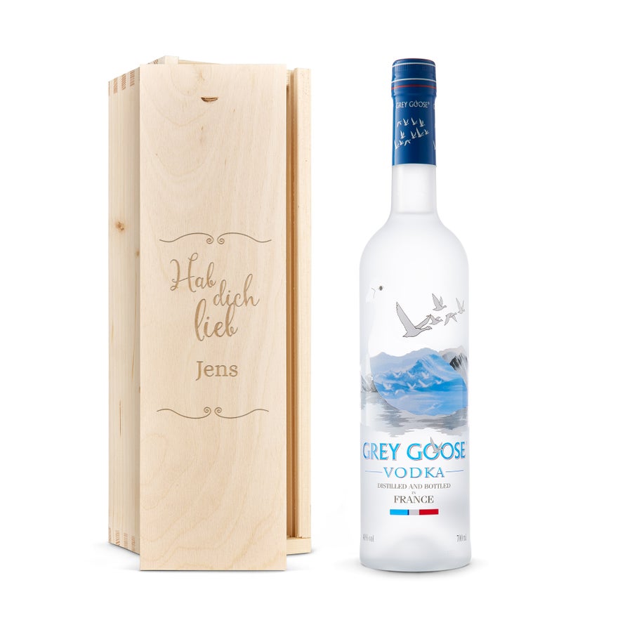 Vodka Grey Goose in personalisierter Kiste