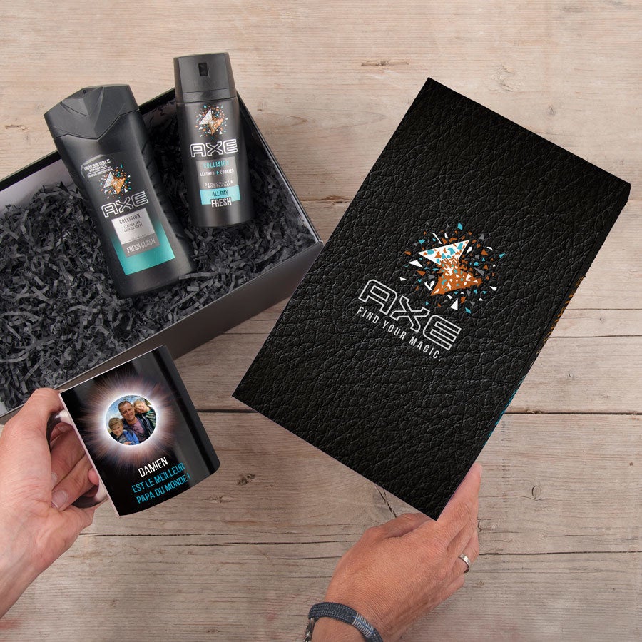Coffret cadeau Axe - Gel de douche & déodorant + mug magique (Leather & Cookies)