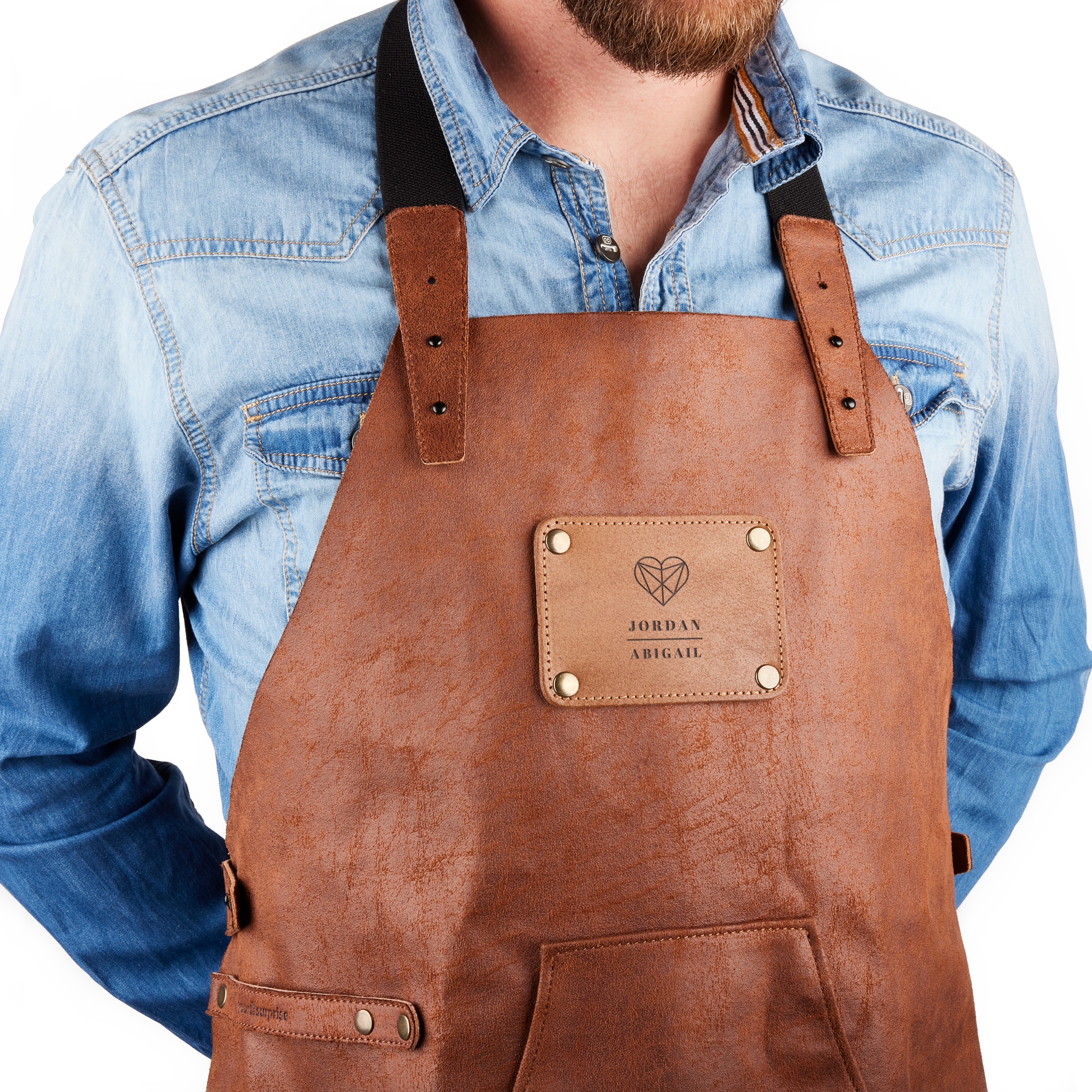 Recycled Personalised Leather Apron - Brown