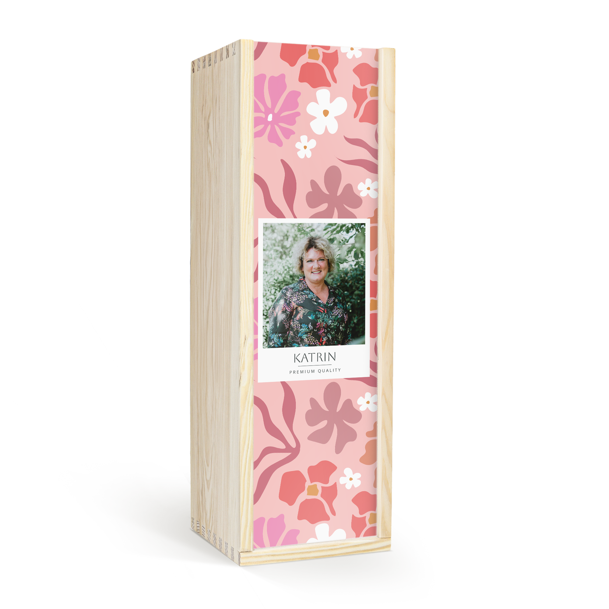 Personalisierte Holzkiste für Graham's The Tawny Reserve mit eigenem Foto und dem Namen Katrin bedruckt