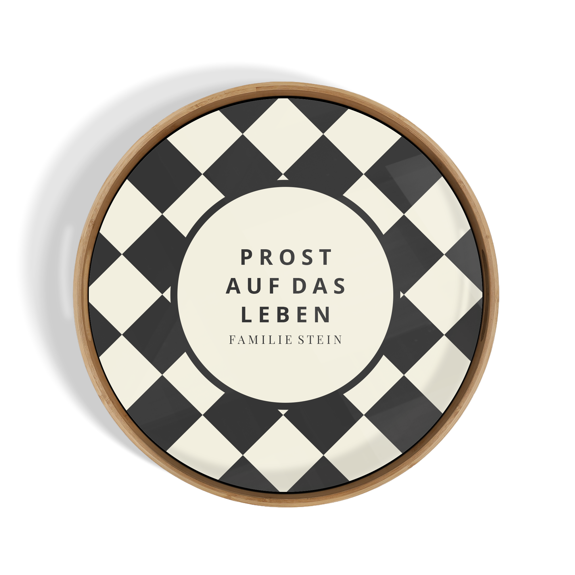 Rundes Holztablett mit Foto