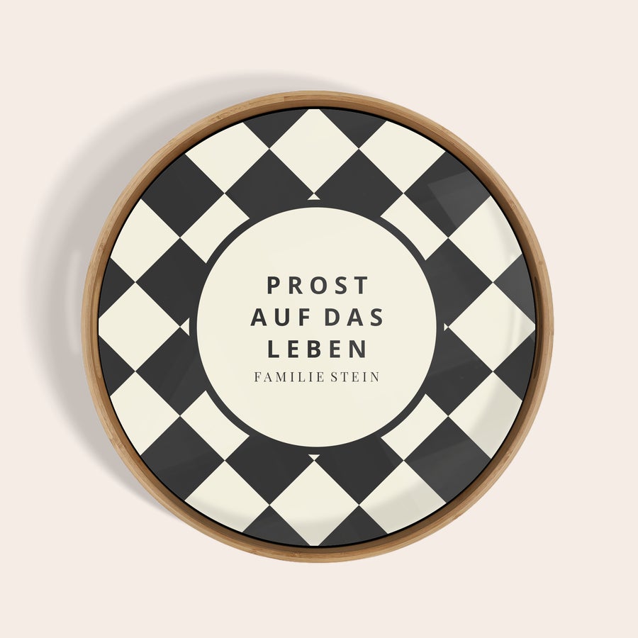 Rundes Holztablett mit Foto Rundes Holztablett mit Foto