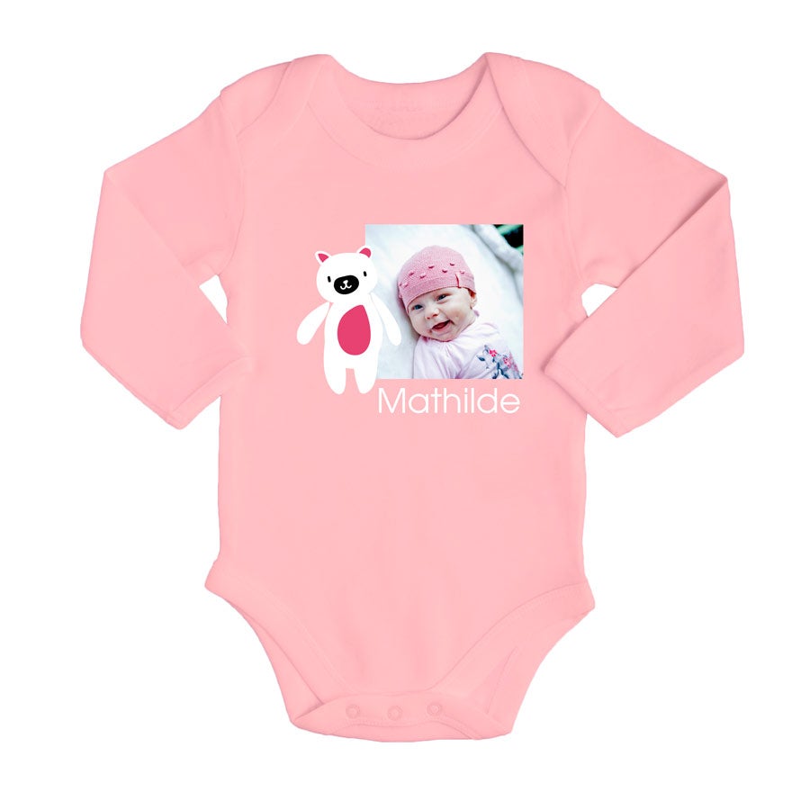 Body bébé personnalisé - Rose - 50/56