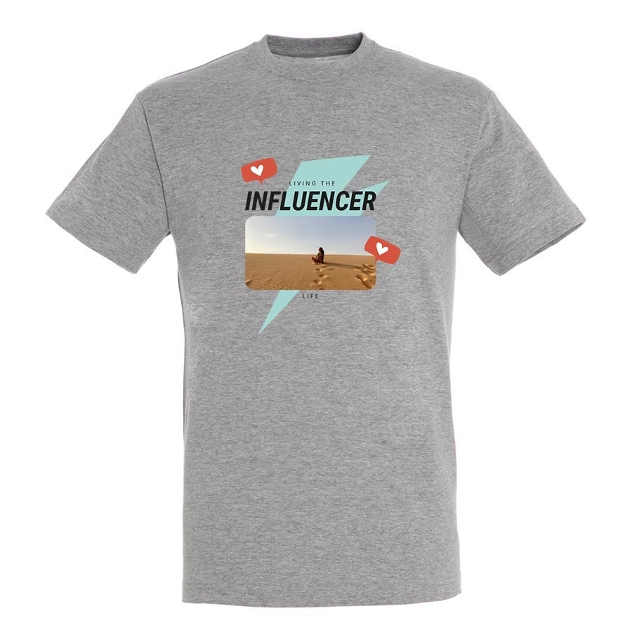 Personlig T-shirt - Mænd - Grå - XL