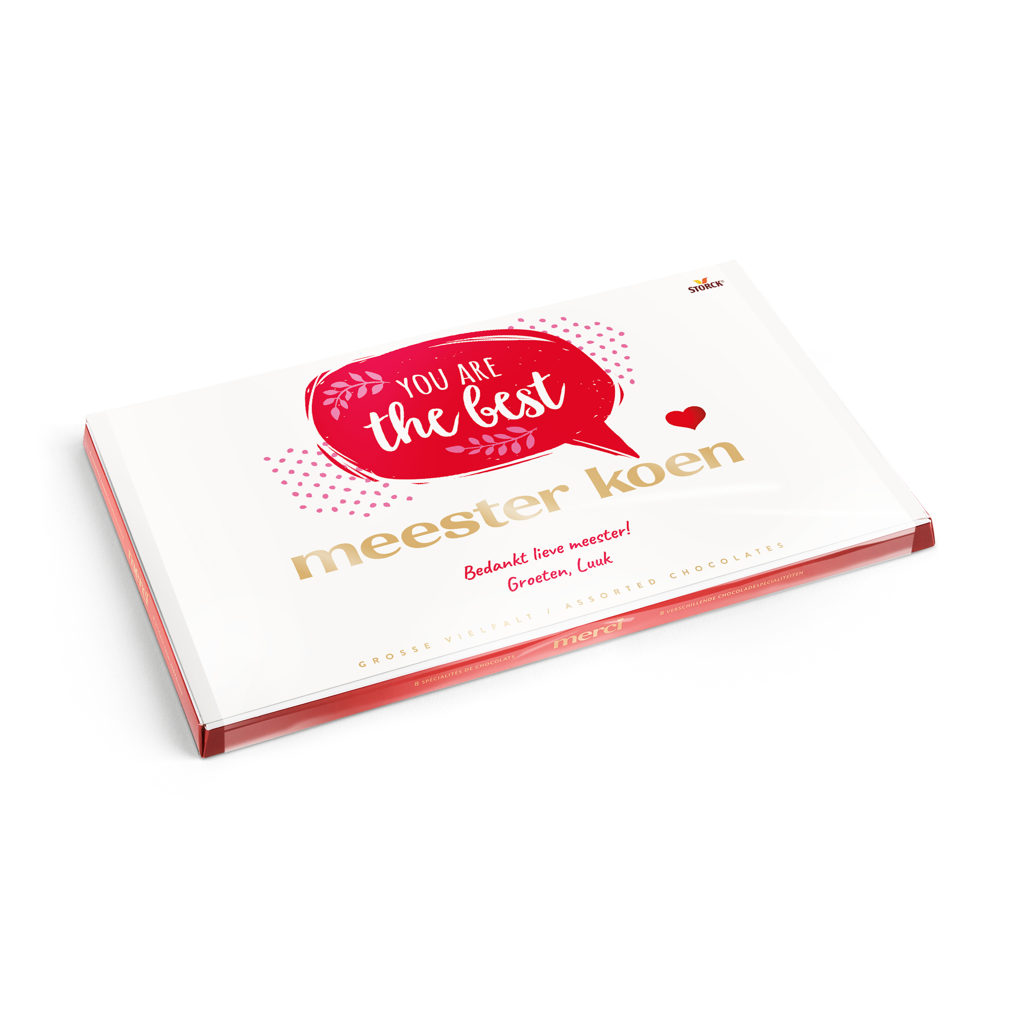 Merci Finest Selection chocolade mix met gepersonaliseerde kaart 400 gram met de tekst 