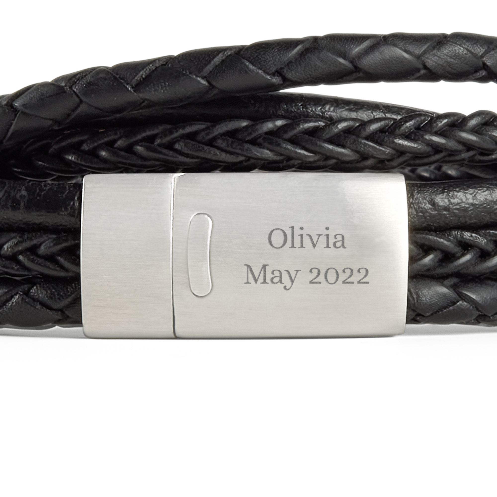 Pulseira de couro gravada