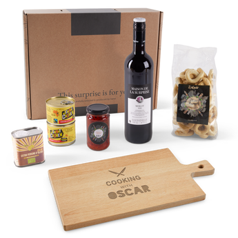 Wine & snacks gift set - Wooden serving platter