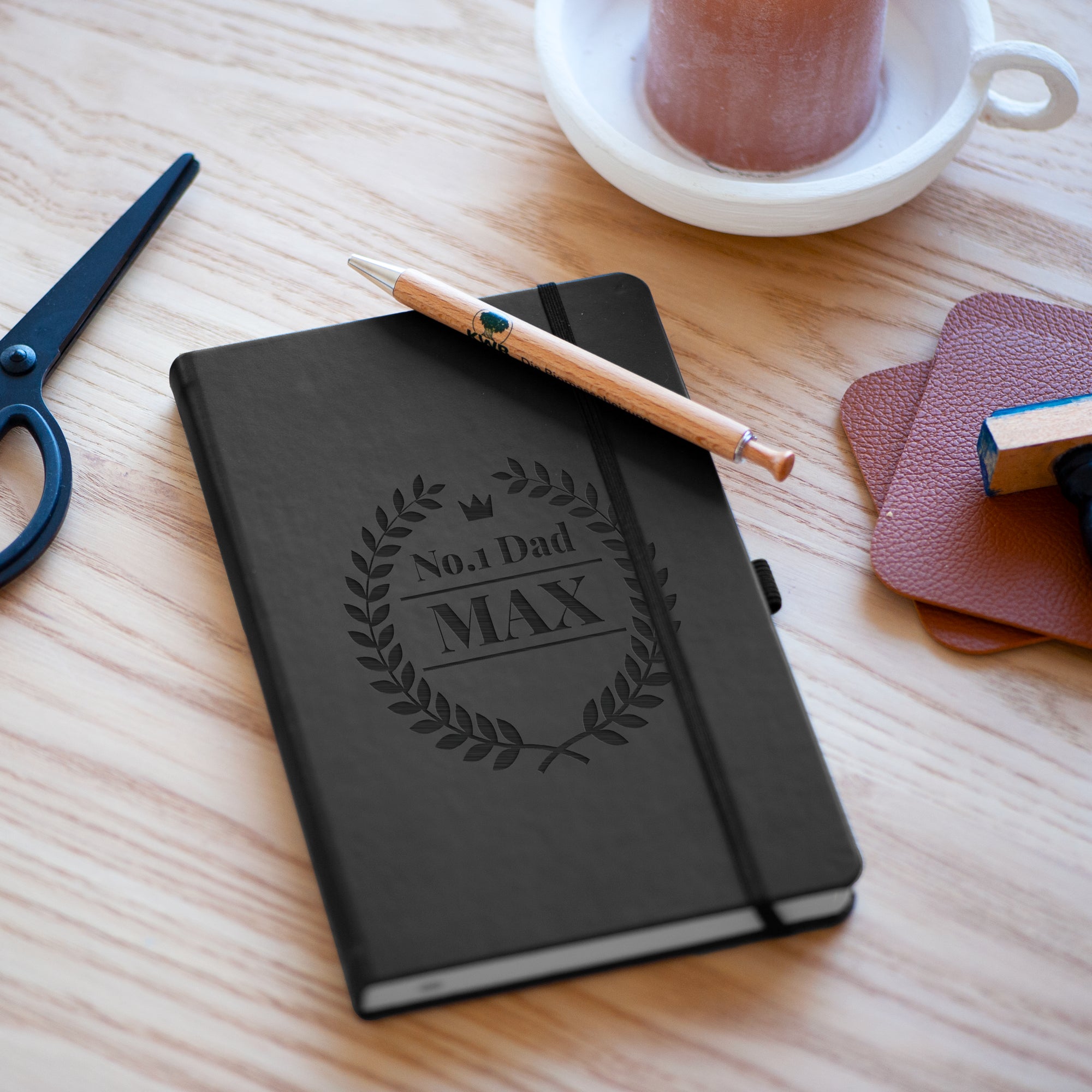 Personalised notebook - Father's Day - Black - Engraved