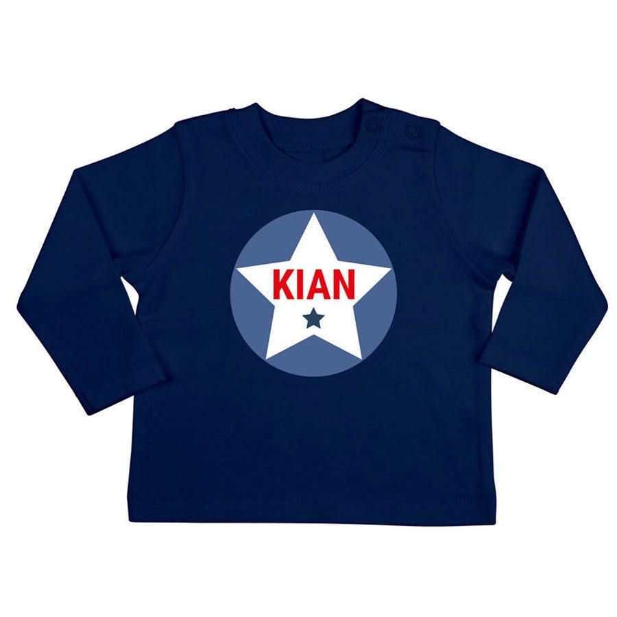 T-shirt dziecięcy z nadrukiem - długi rękaw - 62/68