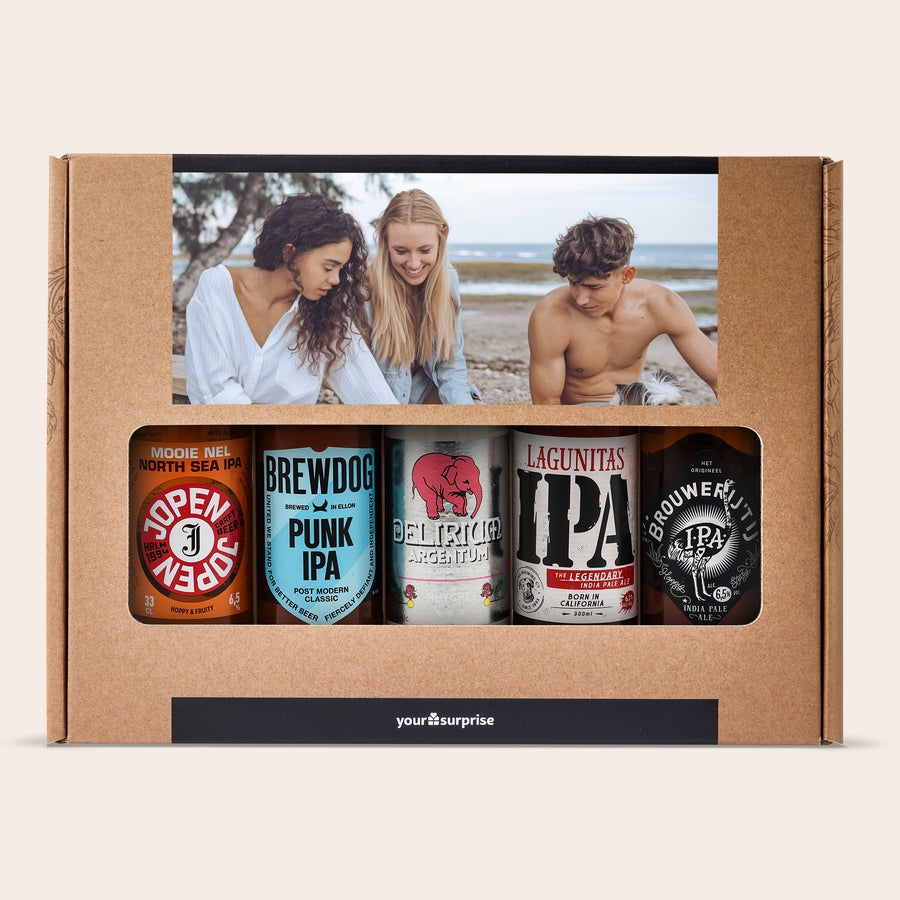 Conjunto de cerveja Conjunto de microcervejaria personalizado com foto impressa e cinco cervejas artesanais especiais