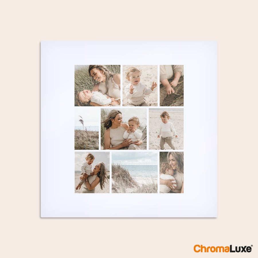 Photo sur aluminium - Instacollage Instacollage en aluminium personnalisé avec des photos Instagram de moments en famille sur la plage