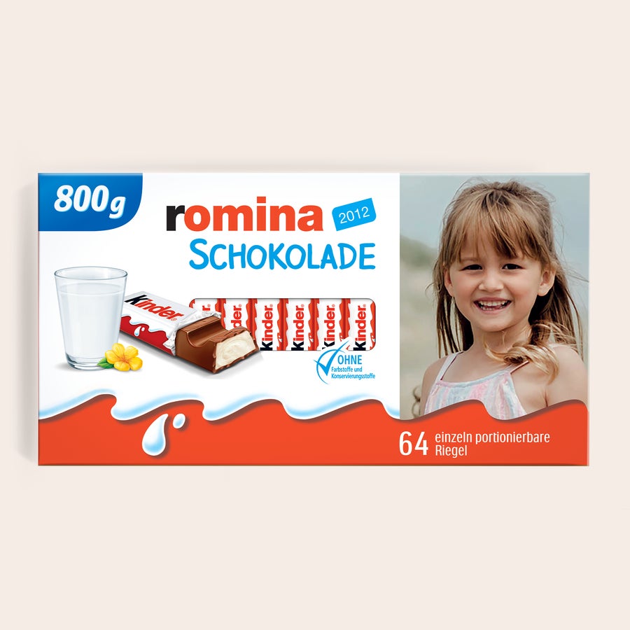 Mega kinder Schokolade mit Foto und Namen Mega kinder Schokolade mit Foto und Namen