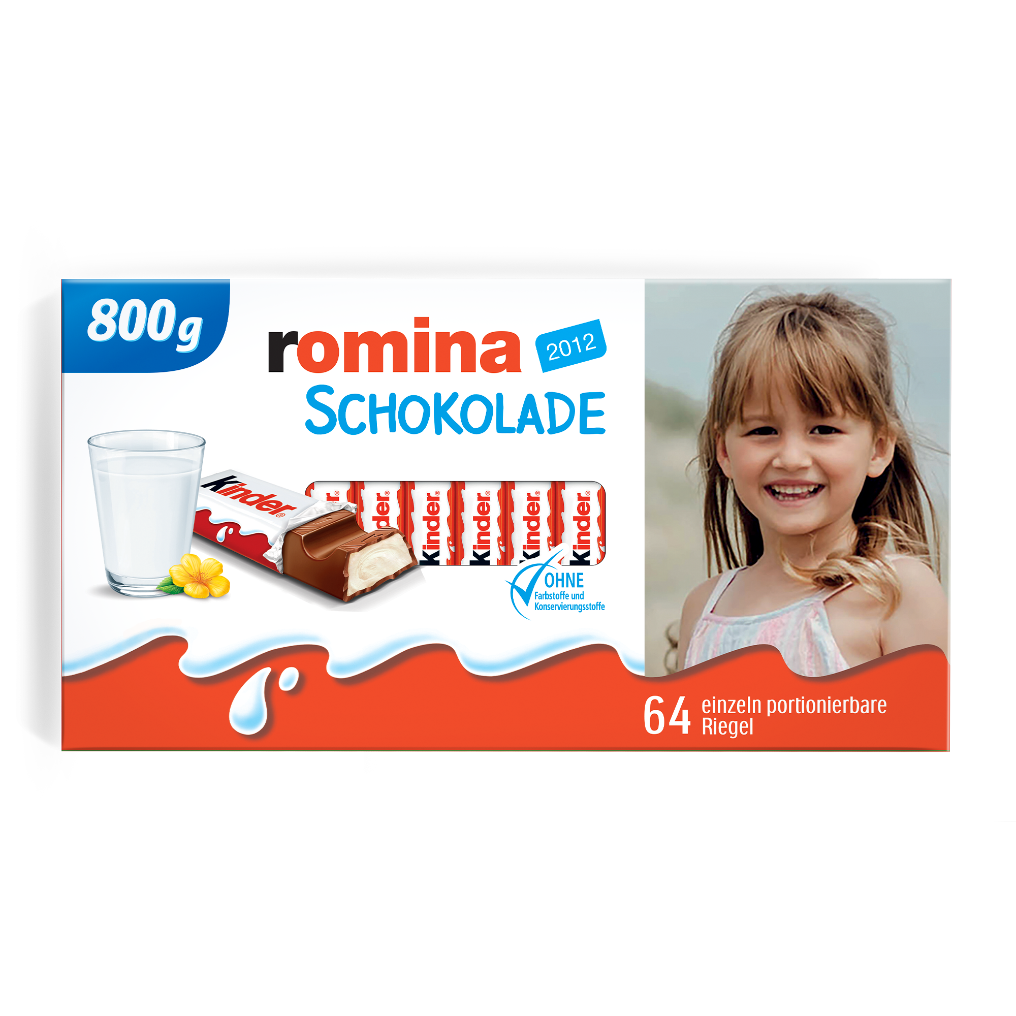 Mega kinder Schokolade mit Foto und Namen