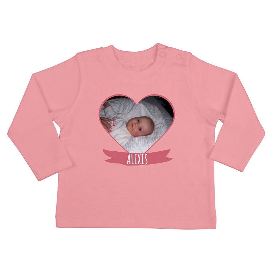 Camiseta personalizada de bebé - Manga larga - Rosa - 50/56