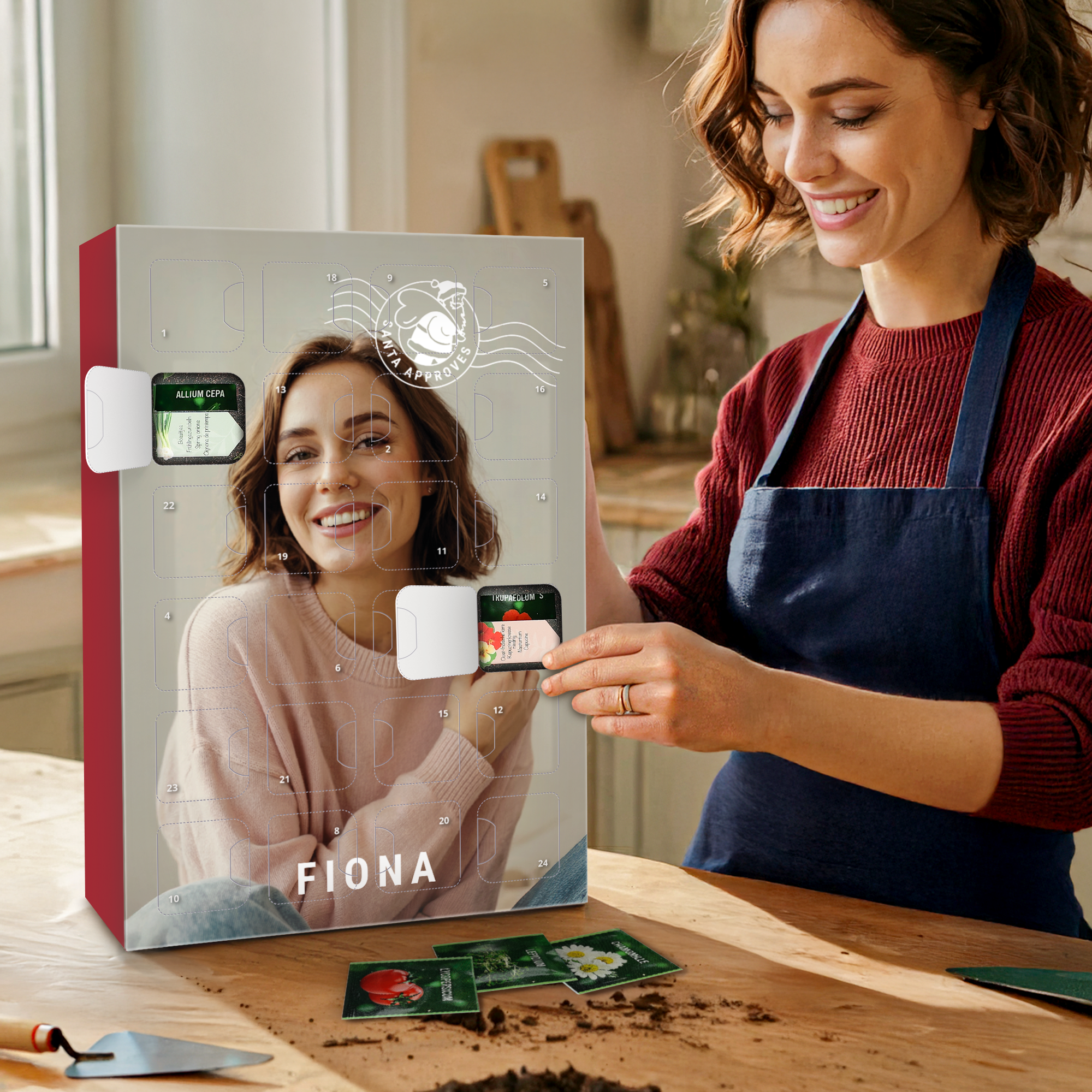 Personalisierter Adventskalender mit Anzuchtset für den Gemüsegarten 