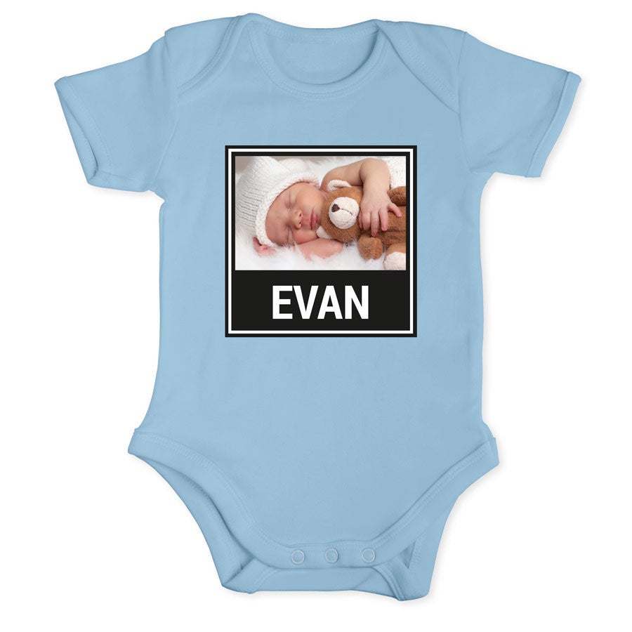 Baby onesie - kort erme - Baby blå - 50/56