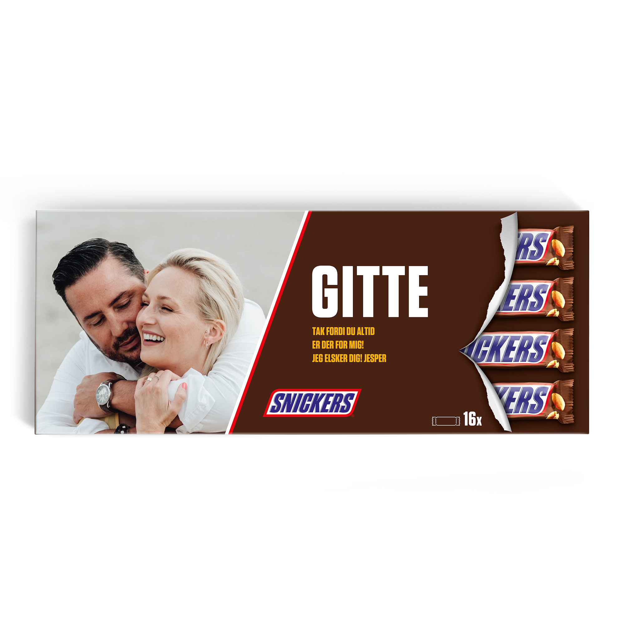 Mega Snickers Chokolade med navn og billede