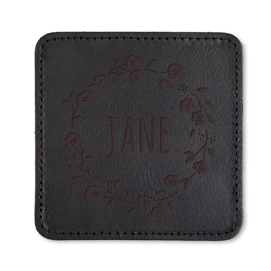 Personalised leather coasters