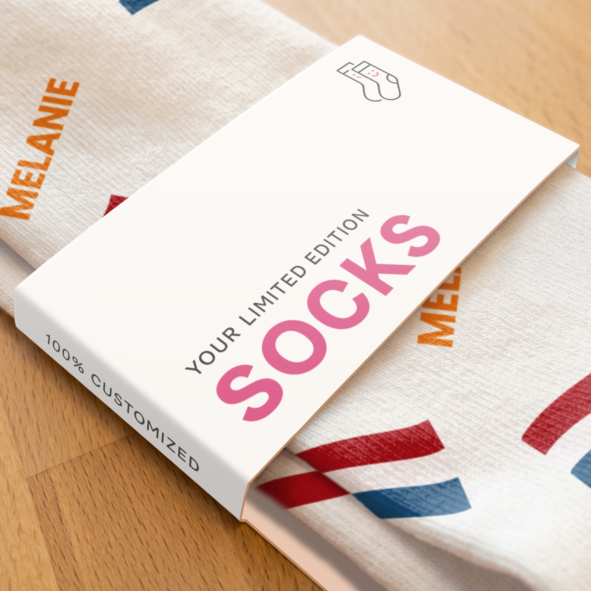 Volledig bedrukte WK-sokken – 35-38, gepersonaliseerd met naam, perfect als cadeau.