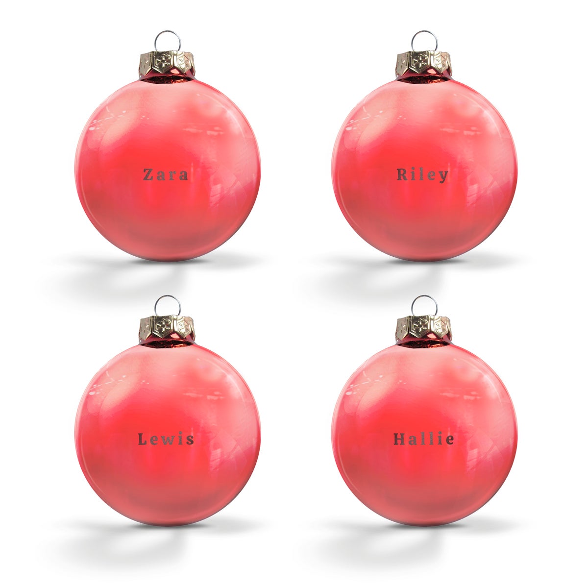 Lasinen joulupallo nimellä - punainen (4 kpl)