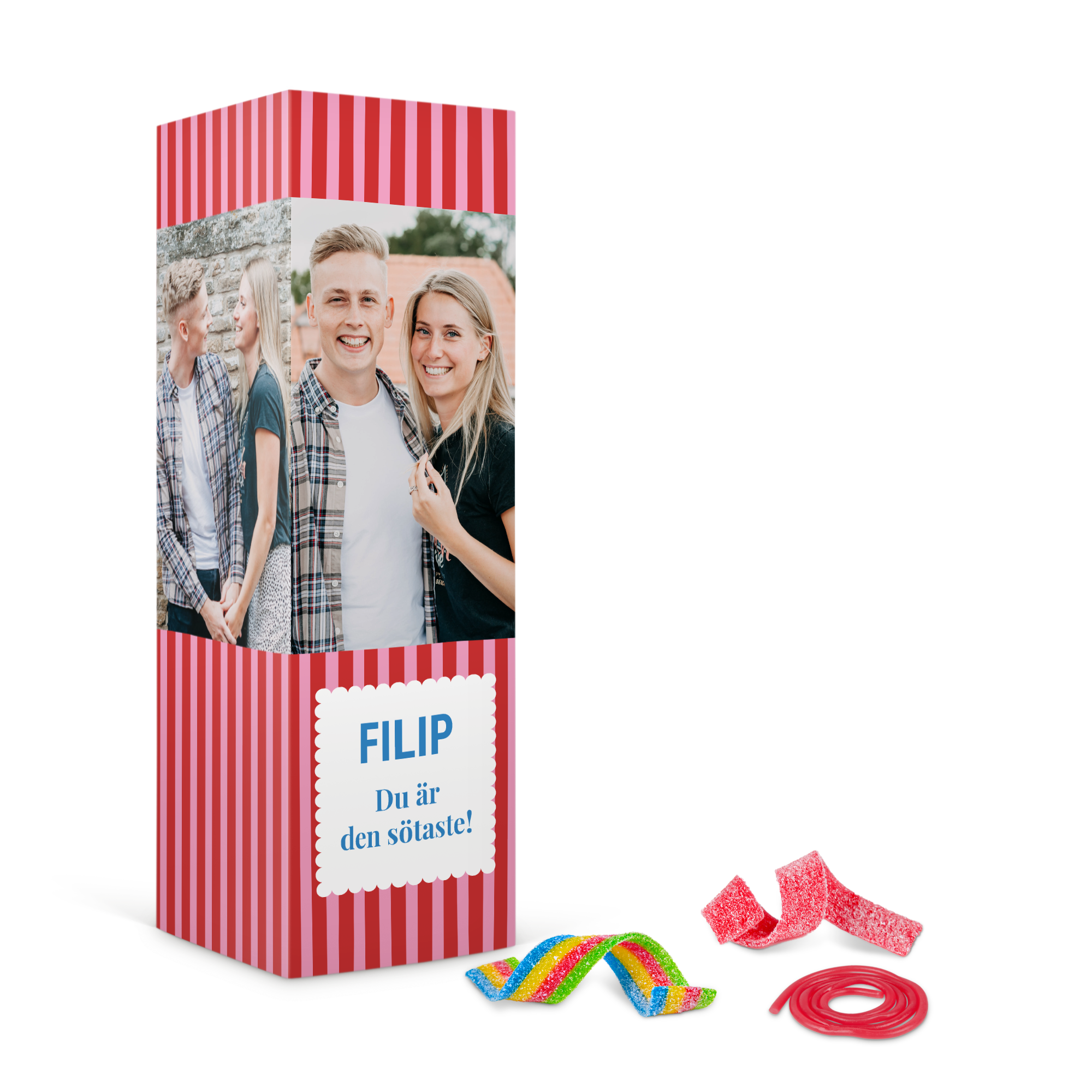 Personlig presentförpackning för godis