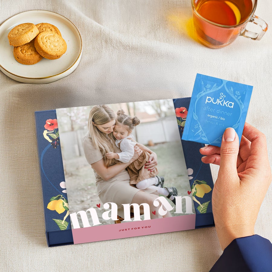 Thé Pukka personnalisé Boîte à thé personnalisée avec photo et le mot Maman imprimé, contenant des sachets de thé Leur Sanctuaire de Thé Personnalisé Vous Attend
