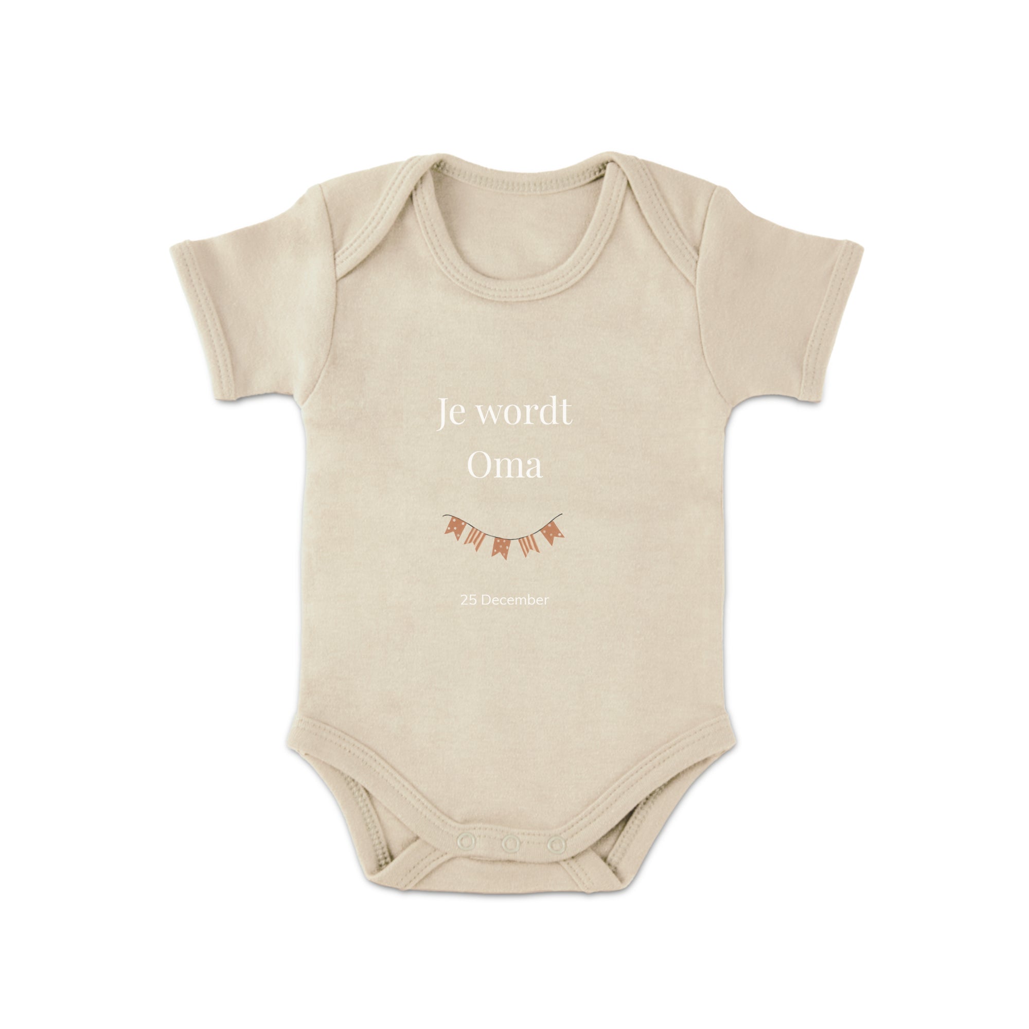 Romper bedrukken - Korte mouw - Beige - 86/92 Romper bedrukken - Korte mouw - Beige - 86/92