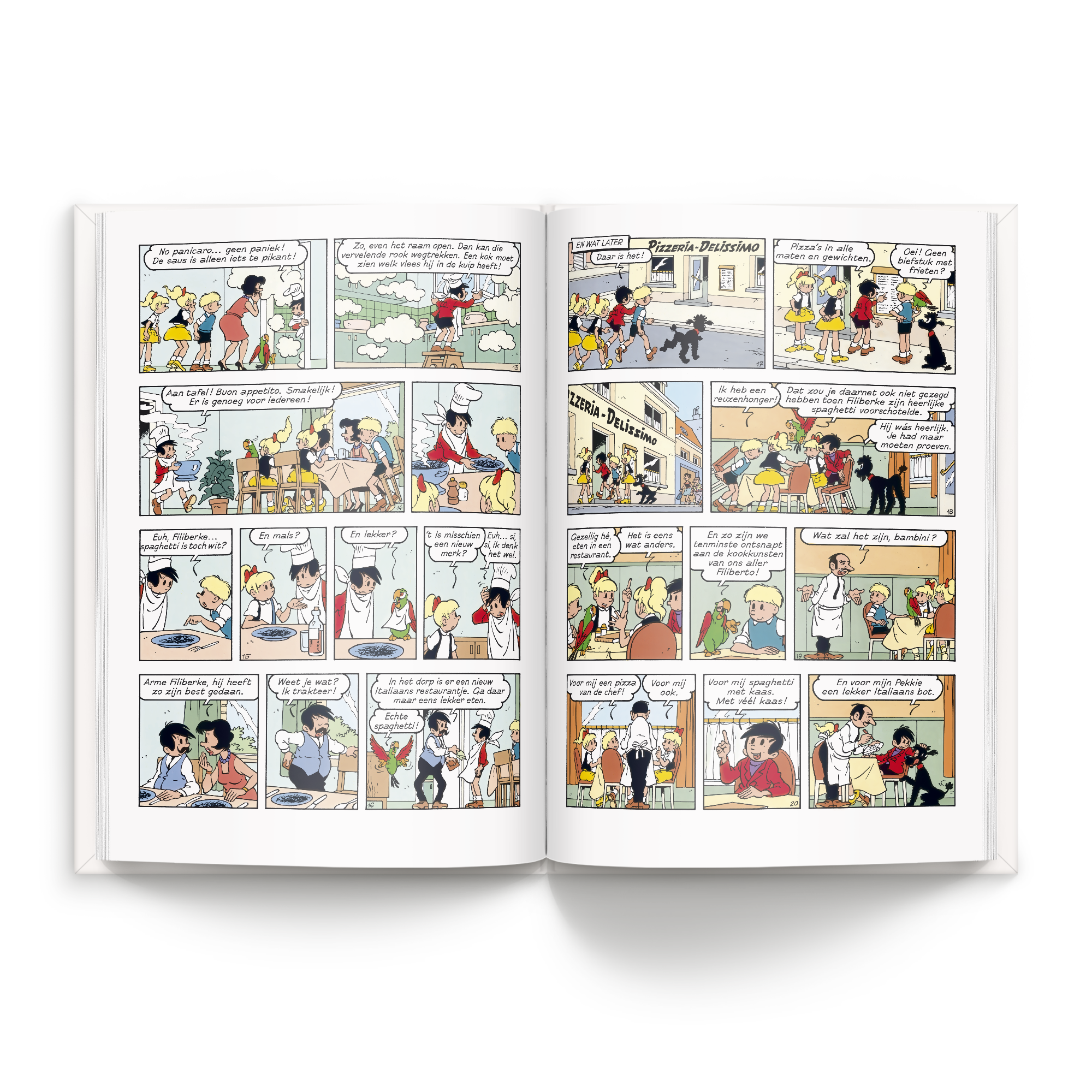 Persoonlijk stripboek - Jommeke 'Spaghetti Met Kaas' (Hardcover) met kleurrijke tekeningen en verhaallijn. Personaliseer dit hardcover stripboek met een naam en persoonlijke boodschap.