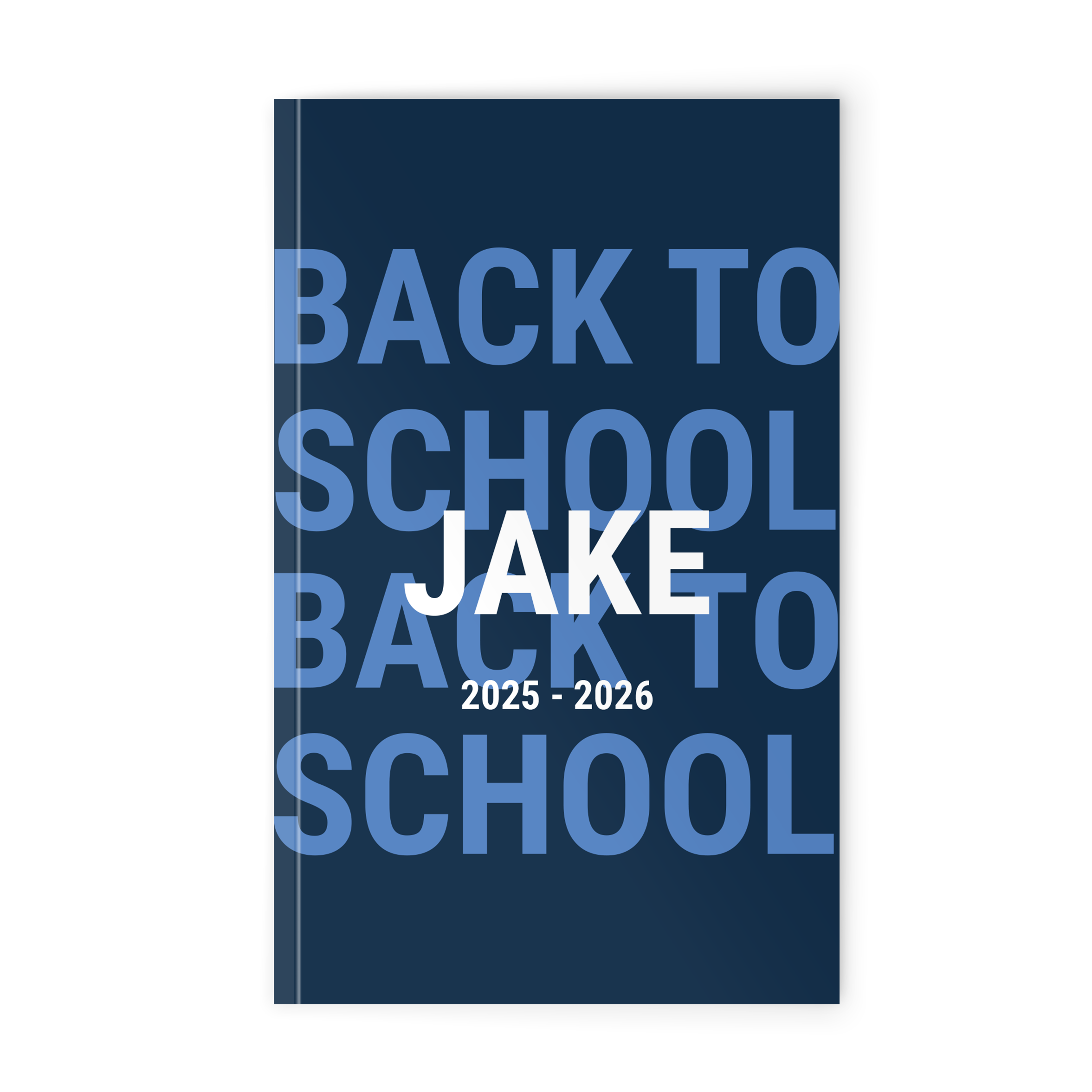 Personalizovaný školský diár s menom Jake a rokom 2025-2026, s potlačou Back to School
