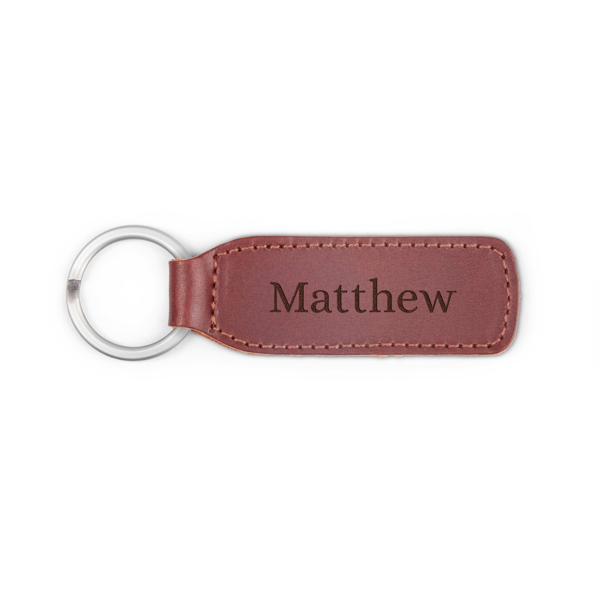 Personalised key ring - Leather - Brown - Engraved