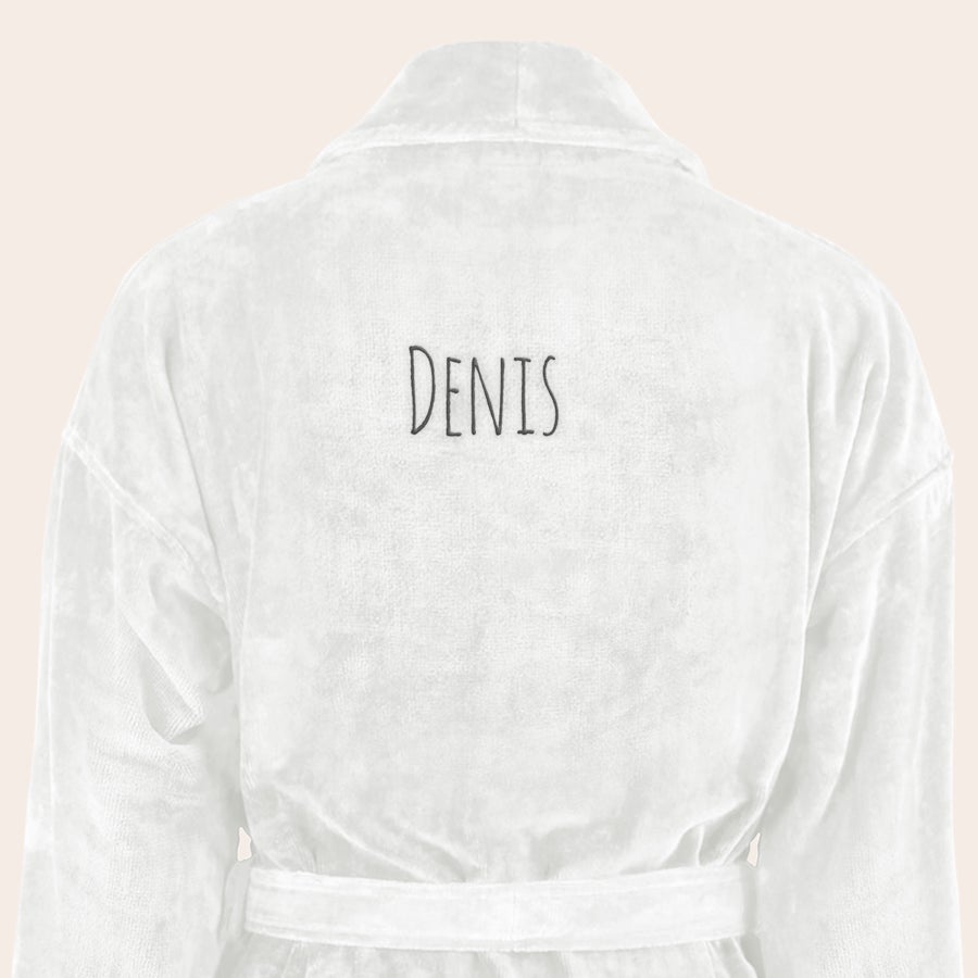 Peignoir Homme Personnalisé Peignoir personnalisé homme blanc brodé avec le prénom Denis