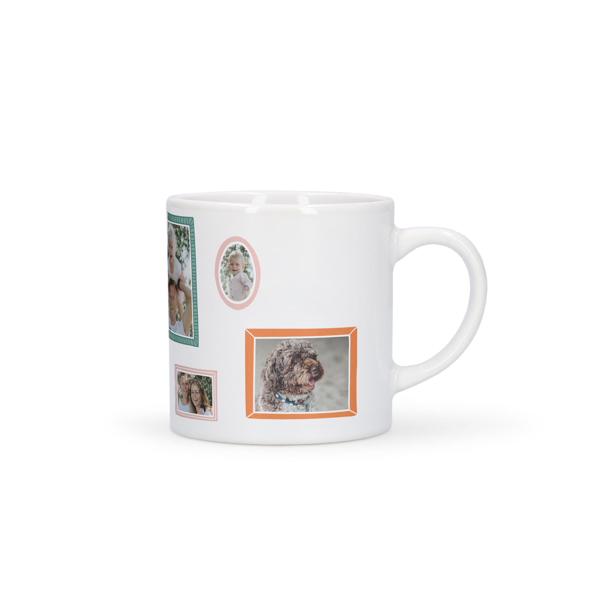 Tasse à café personnalisée avec photos imprimées de famille et d'un chien