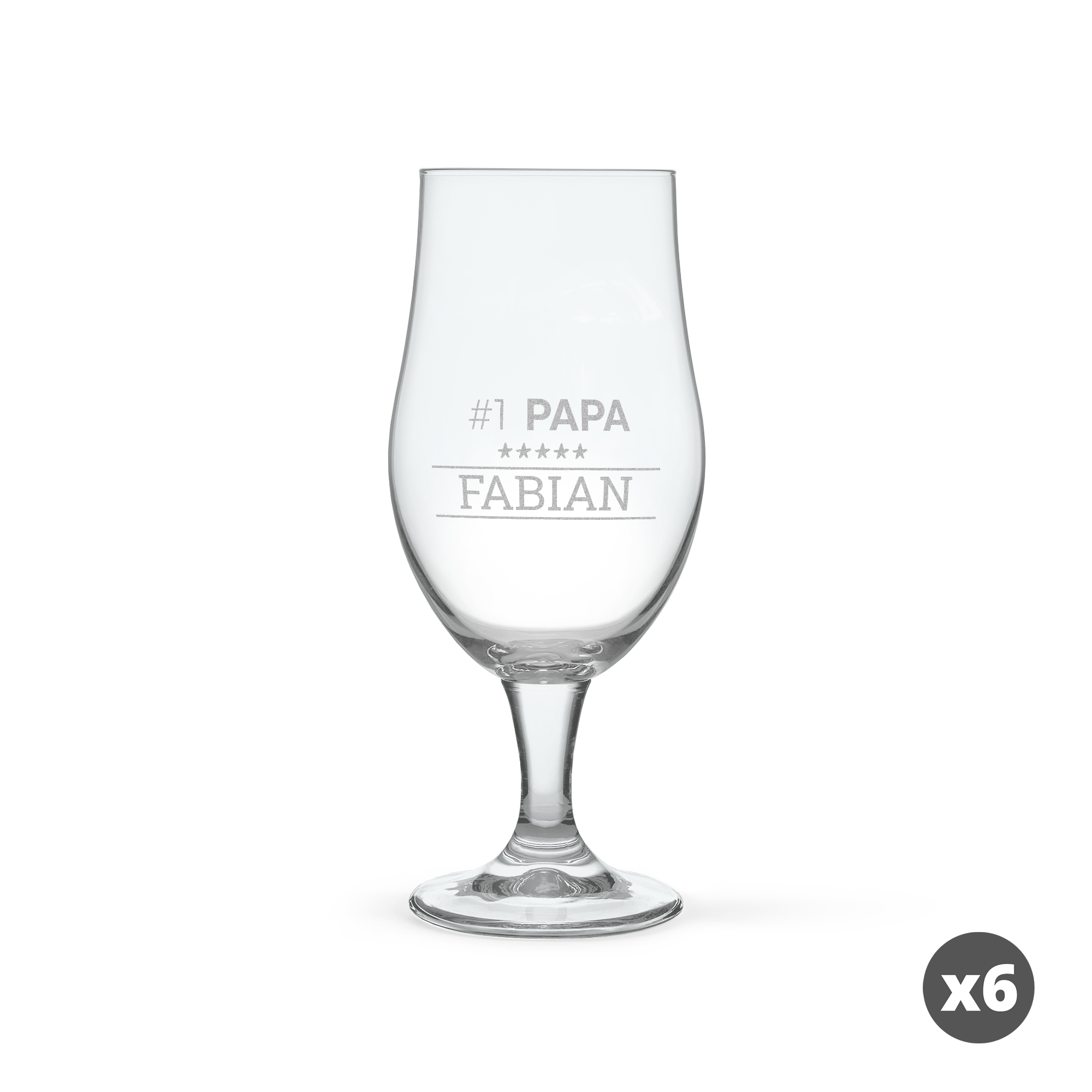 Personalisiertes Bierglas mit Name Fabian und #1 Papa Gravur