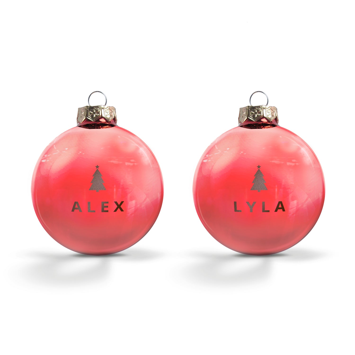 Personlige julekugler med navn - rød (2 stk)